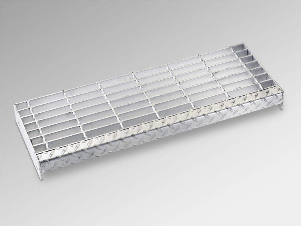 Serrated Steel Bar Grating Stair Tread with Checker Plate Nosing